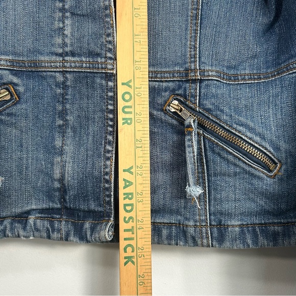 Vanilia Jeans Cropped Denim Distressed Jacket Fancy Stone Wash; Women’s Size 42 - Picture 7 of 16